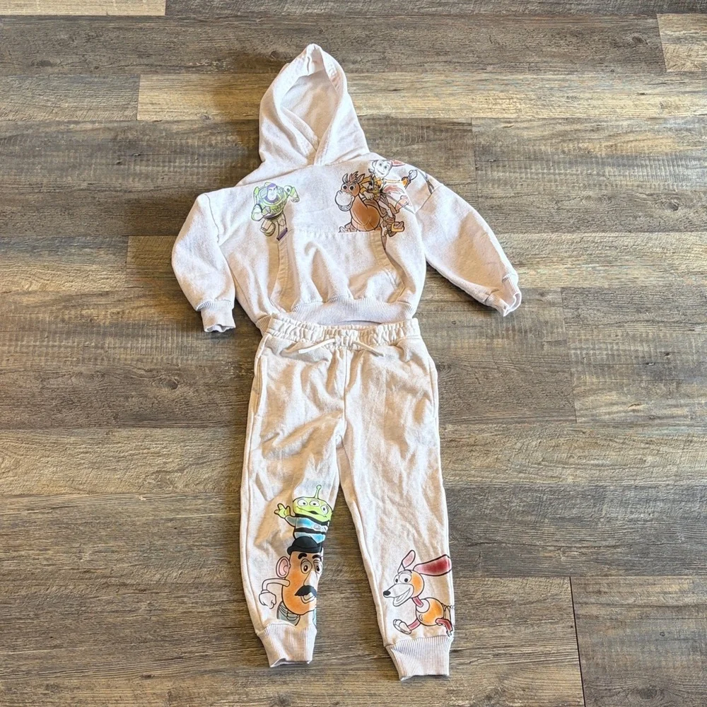 Disney Cream Cartoon Character Hoodie and‎ Jogger Set